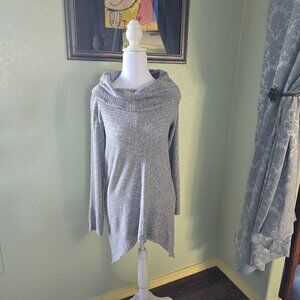 Gray Lightweight Cowl-Neck Sweater